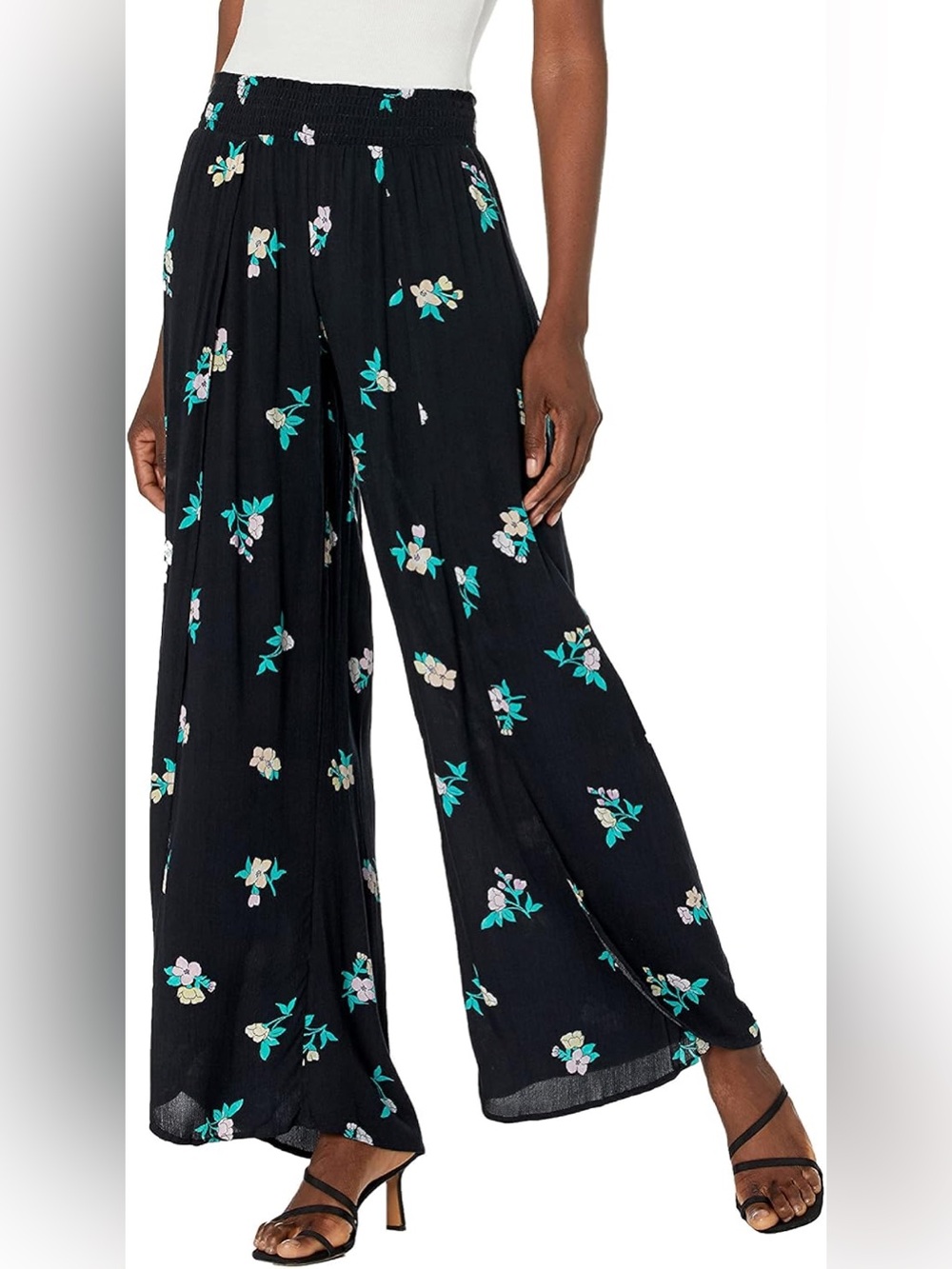 NWT Billabong Wide-Leg Floral Print Pants with high slits for flowy movement